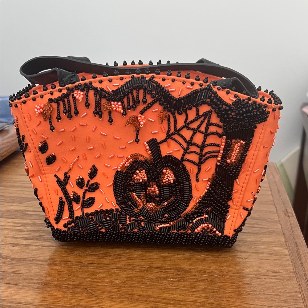 Michael Simon Black and Orange Beaded Clutch